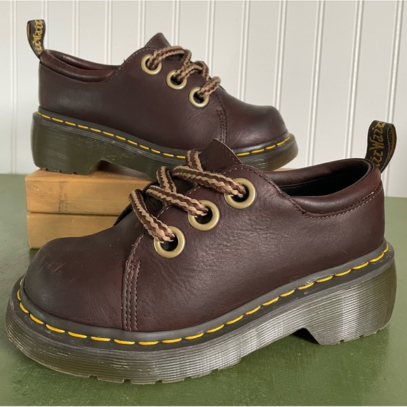 Dr. Martens Shoes - Dr. Martens CRANFORD Oversized Eyelet Low Boots/Oxfords in Brown Leather
